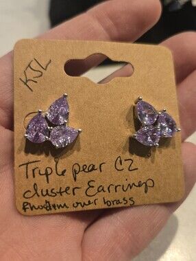 Kenneth Jay Lane Triple CZ Cluster Earrings